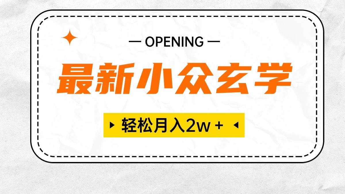 最新小众玄学项目，保底月入2W＋ 无门槛高利润，小白也能轻松掌握-云泽轻创网