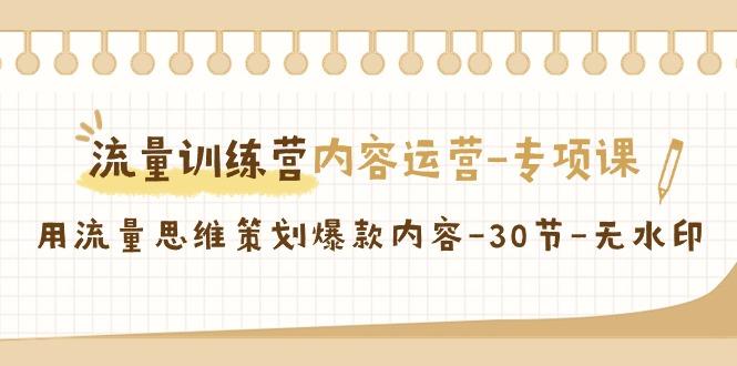流量训练营之内容运营专项课，用流量思维策划爆款内容(30节课)-云泽轻创网