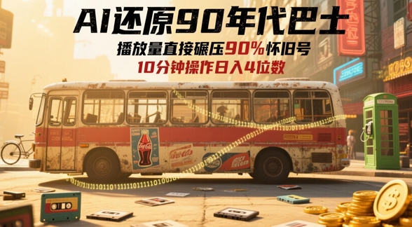 AI还原90年代巴士，一帧就让70后泪崩，播放量直接碾压90%怀旧号，每天操作十分钟，日入四位数-云泽轻创网