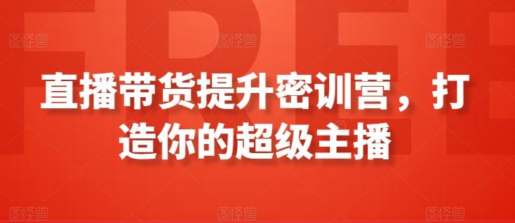 直播带货提升密训营，打造你的超级主播-云泽轻创网