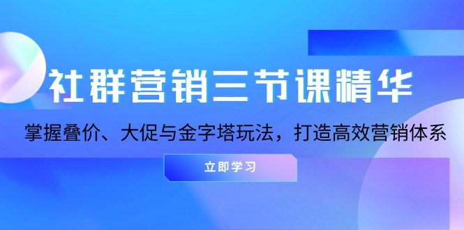 社群营销三节课精华：掌握叠价、大促与金字塔玩法，打造高效营销体系-云泽轻创网