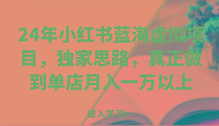 24年小红书蓝海虚拟项目，独家思路，真正做到单店月入一万以上。-云泽轻创网