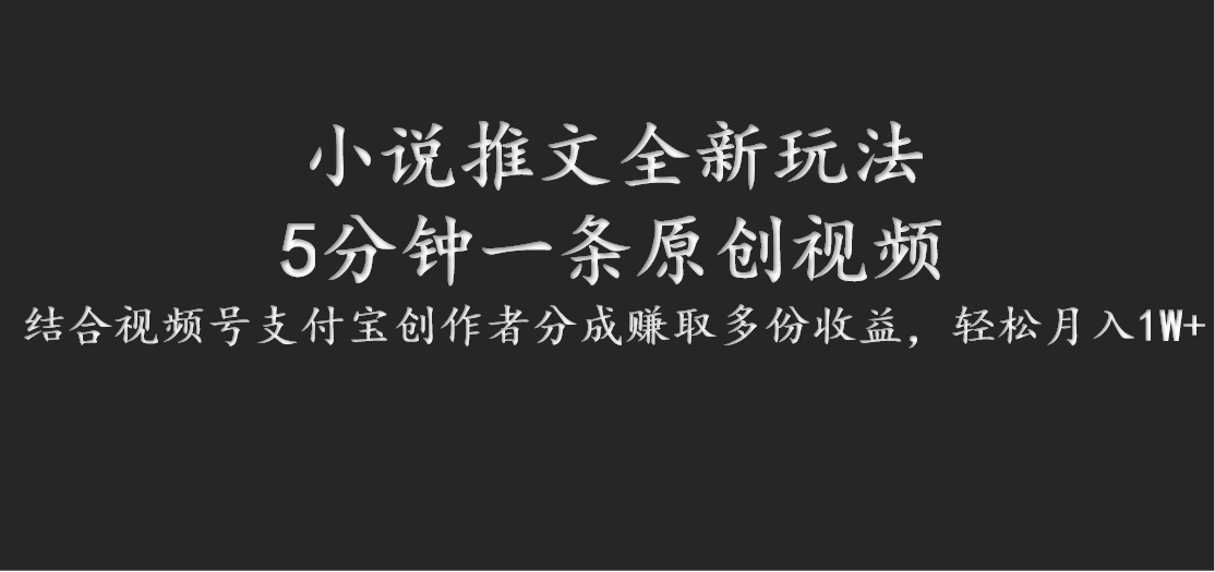 小说推文全新玩法，5分钟一条原创视频，结合视频号支付宝创作者分成赚取多份收益-云泽轻创网