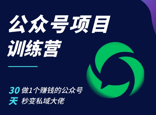 公众号项目训练营，30天做1个赚钱的公众号，秒变私域大佬-云泽轻创网