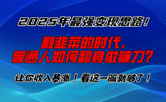 2025年最强变现思路，割韭菜的时代， 普通人如何翻身做镰刀？【揭秘】-云泽轻创网