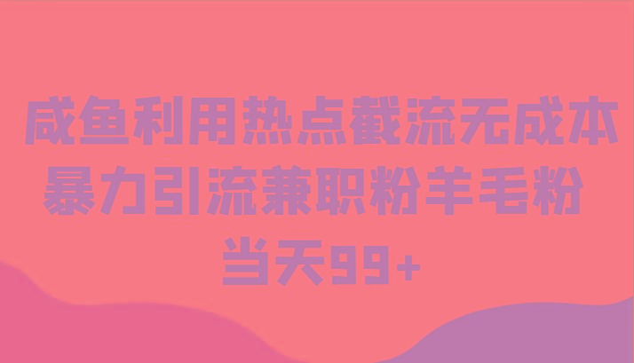 咸鱼利用热点截流无成本暴力引流兼职粉羊毛粉 当天99+-云泽轻创网
