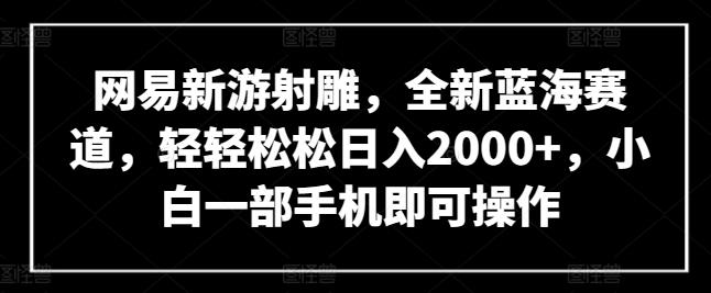 网易新游射雕，全新蓝海赛道，轻轻松松日入2000+，小白一部手机即可操作【揭秘】-云泽轻创网