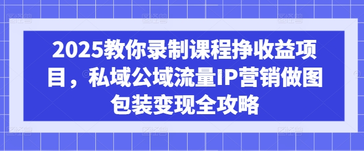 2025教你录制课程挣收益项目，私域公域流量IP营销做图包装变现全攻略-云泽轻创网