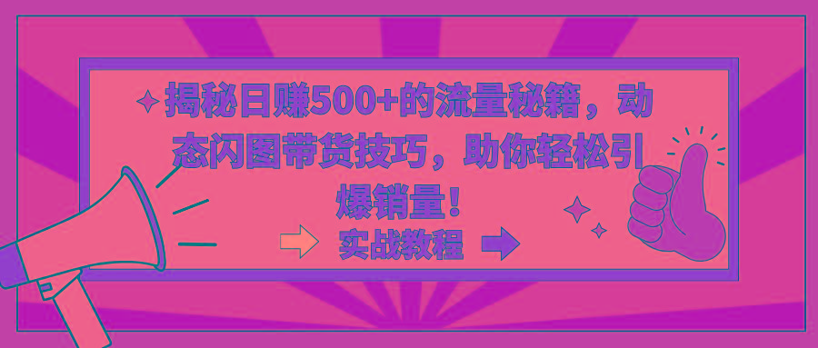 揭秘日赚500+的流量秘籍，动态闪图带货技巧，助你轻松引爆销量！-云泽轻创网